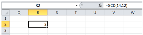 excel find greatest common divisor