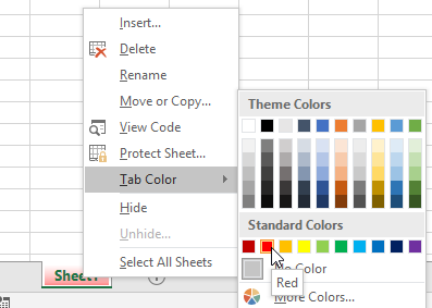colour sheet tab excel
