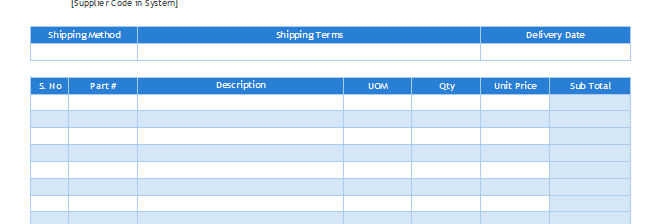 Excel purchase order template 