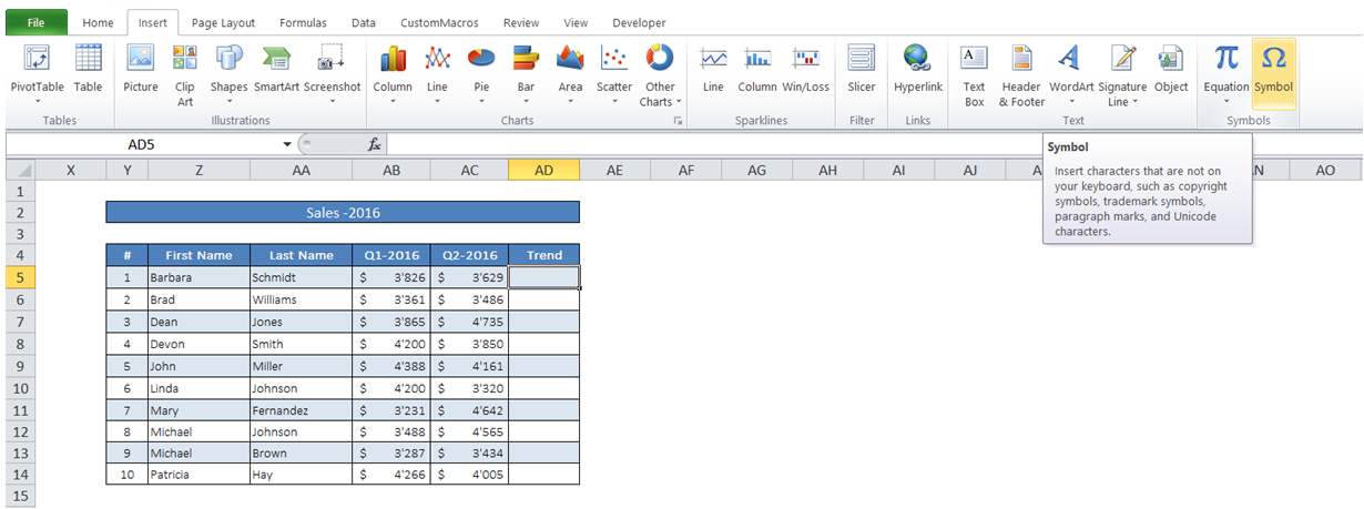 excel add trend indicator in a cell for sales date