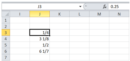 excel display fraction in cell instead of decimal