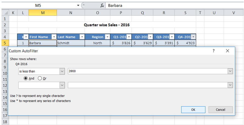 excel filter with condition