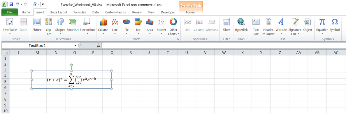 excel how to enter equation