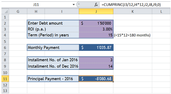 excel loan repayment for year
