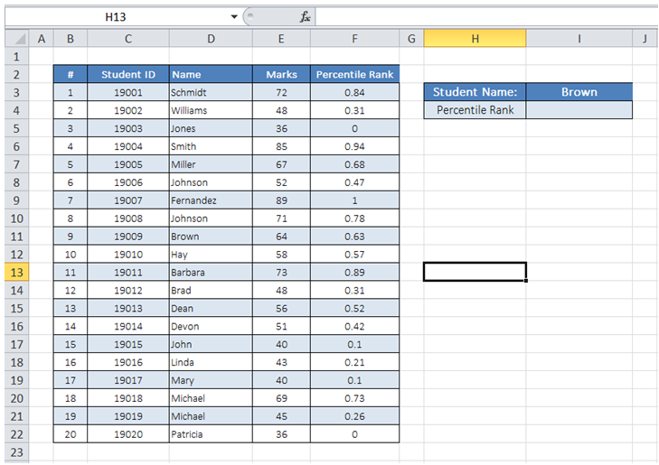 excel retrieve data from specific table column