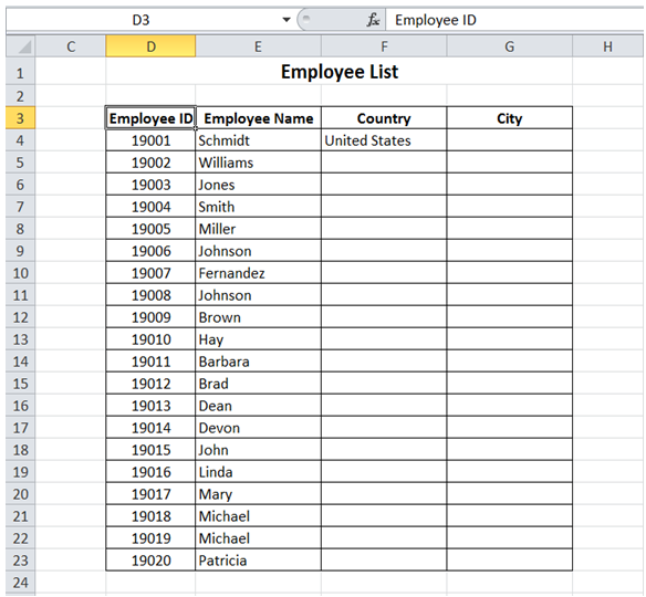excel title appear in center without merging cells