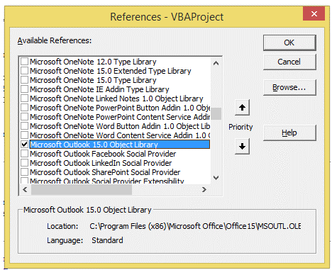 excel vba adding object library reference