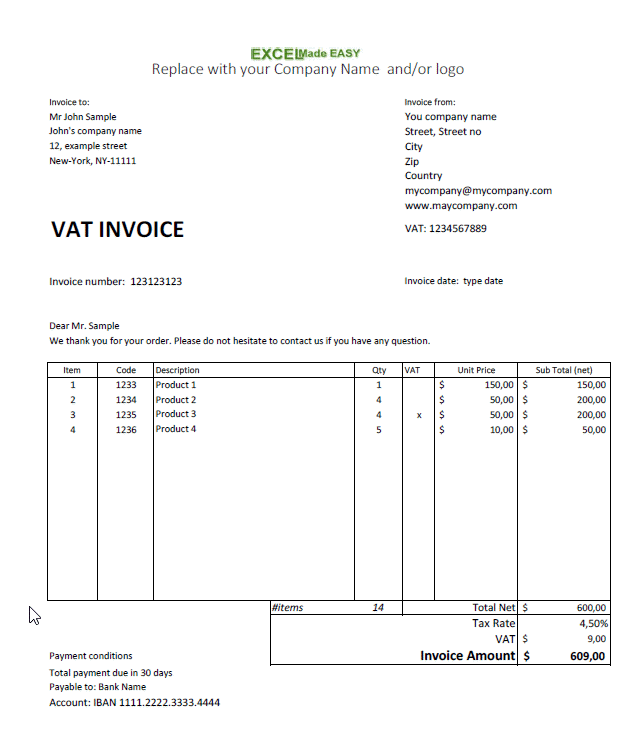 View Invoice Template Free Excel Microsoft Gif