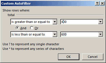 filter excel