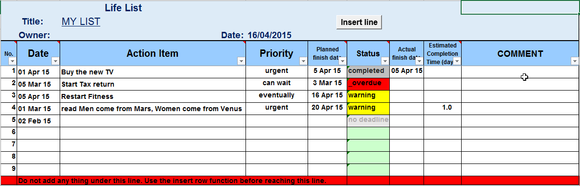 Manage your life by and with Excel Made Easy