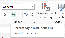 percent number format